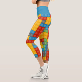 おもしろい建築玩具建物ブロックパターン カプリレギンス