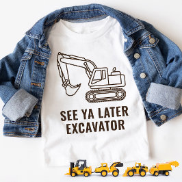 おもしろい建設トラックの掘削機 男の子の誕生日 トドラーTシャツ