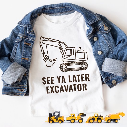 おもしろい建設トラックの掘削機 男の子の誕生日 トドラーTシャツ