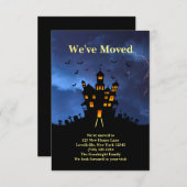 おもしろい引っ越しましたブ不気味ラック幽霊のよく出るハウス エンクロージャーカード (正面/裏面)