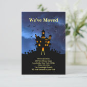 おもしろい引っ越しましたブ不気味ラック幽霊のよく出るハウス エンクロージャーカード (スタンド正面)