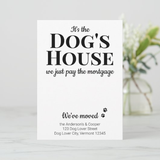 おもしろい引っ越しましたペット犬の移動告知 案内状 (スタンド正面)