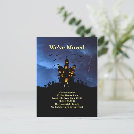 おもしろい引っ越しました不気味ブラックハ幽霊のよく出るウス ポストカード (スタンド正面)