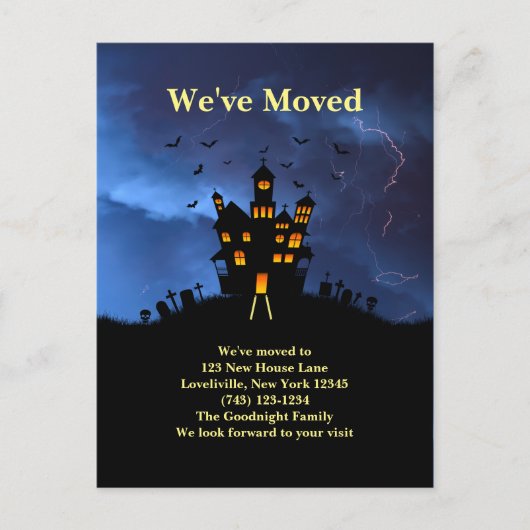 おもしろい引っ越しました不気味ブラックハ幽霊のよく出るウス ポストカード (正面)