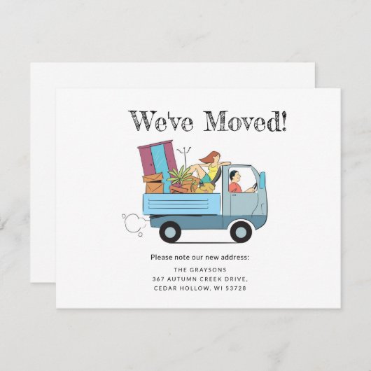 おもしろい引っ越しました新しいホーム 案内状 (正面/裏面)