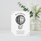 おもしろい引っ越しました気球ヴィンテージ白 案内ポストカード (スタンド正面)