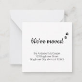 おもしろい引っ越しました犬の移動告知カード ノートカード (裏面)