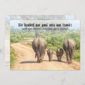 おもしろい引っ越し祝いパーティーオープンハウスゾウ移動 招待状 (正面/裏面)