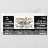 おもしろい引っ越し祝いパーティーチケットスタイル招待状 招待状 (正面/裏面)