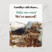 おもしろい引っ越し祝いパーティーパーティの招待状移動 ポストカード (正面)