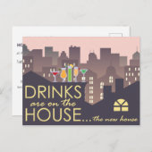 おもしろい引っ越し祝いパーティーパーティーデザイン ポストカード (正面/裏面)