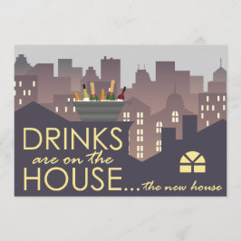 おもしろい引っ越し祝いパーティーパーティーデザイン 招待状