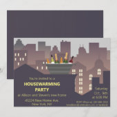 おもしろい引っ越し祝いパーティーパーティーデザイン 招待状 (正面/裏面)