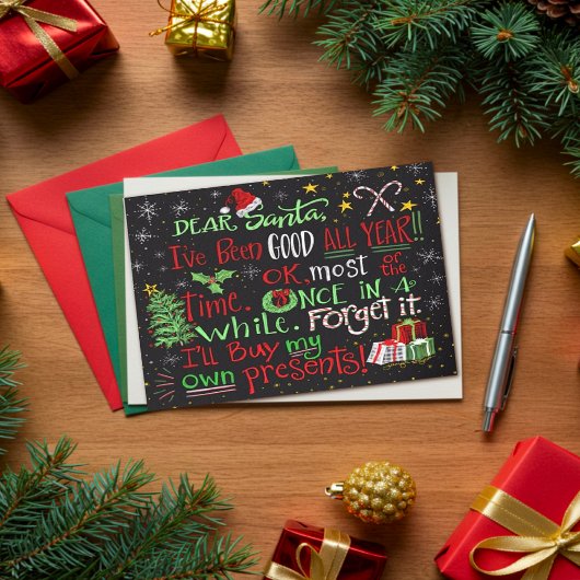 おもしろい引用文かわいいクリスマス親愛サンタ カード