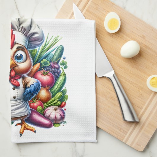 おもしろい引用文かわいいチキンシェフ料理 キッチンタオル (四つ折り)