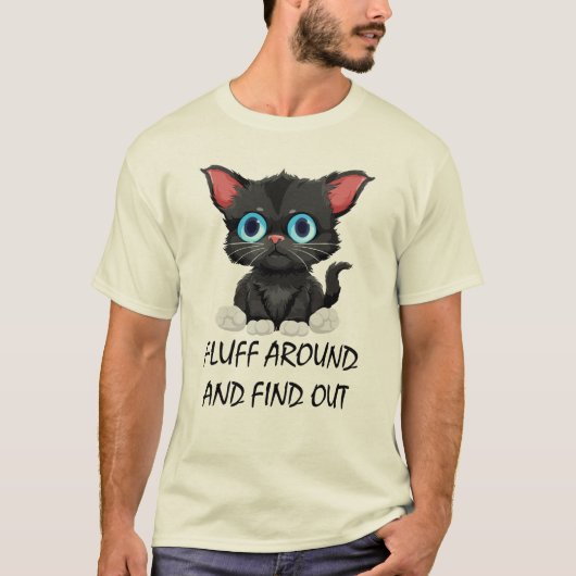 おもしろい引用文がのまわりにカワイイ猫 Tシャツ (正面)