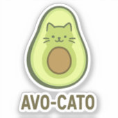 おもしろい引用文ことわざアヴォカトユーモアキャットアボカド シール (正面)