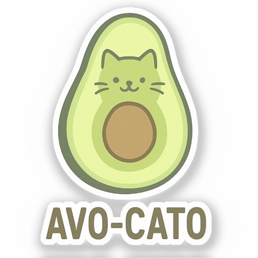 おもしろい引用文ことわざアヴォカトユーモアキャットアボカド シール (正面)