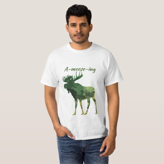 おもしろい引用文このAmoosing Moose Tシャツを見つける Tシャツ (正面フル)