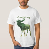 おもしろい引用文このAmoosing Moose Tシャツを見つける Tシャツ (正面)