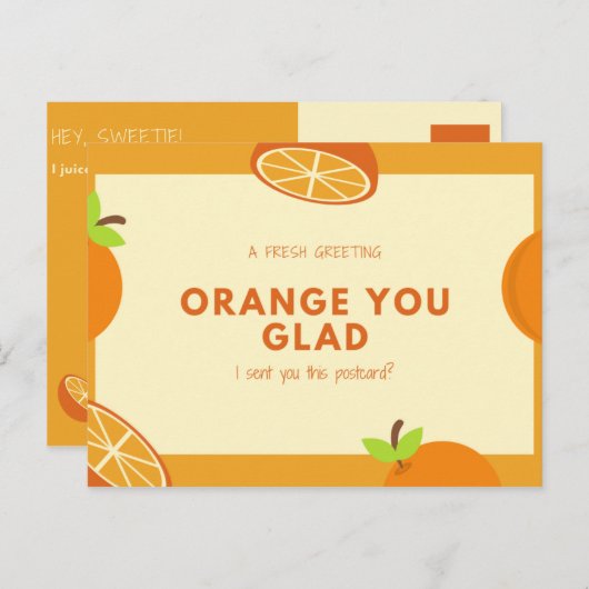 おもしろい引用文オレンジフルーツイラストレーション ポストカード (正面/裏面)