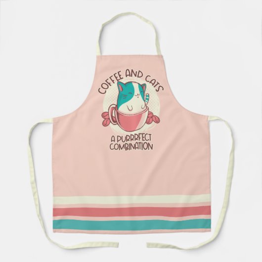 おもしろい引用文コーヒーと猫 エプロン (正面)