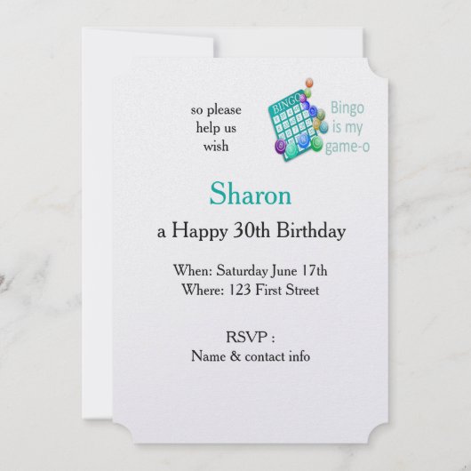 おもしろい引用文ビンゴテーマ誕生日カスタム招待状 招待状 (裏面)