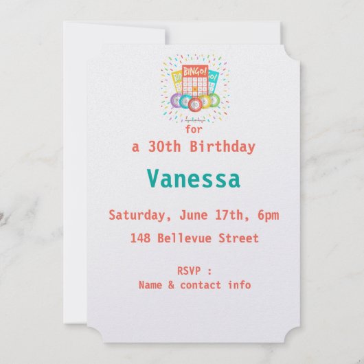 おもしろい引用文ビンゴテーマ誕生日カスタム招待状 招待状 (裏面)