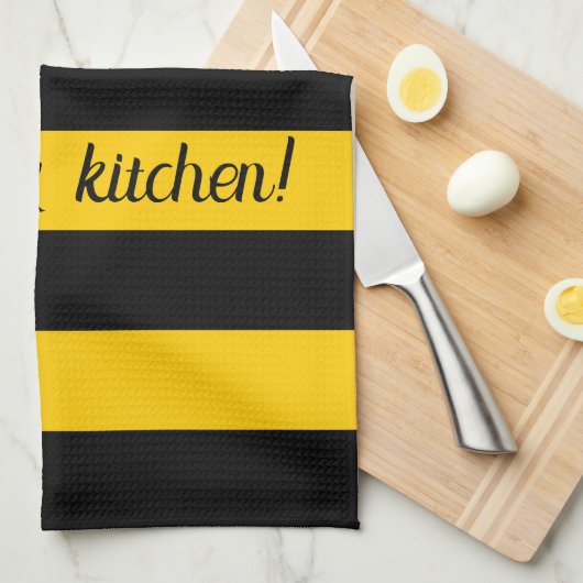おもしろい引用文ビークラシックズのまわりにストライプ キッチンタオル (四つ折り)