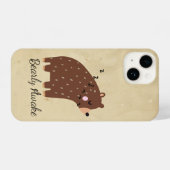 おもしろい引用文ビーリー目覚めかわいい漫画クマ眠い iPhoneケース (裏面横)