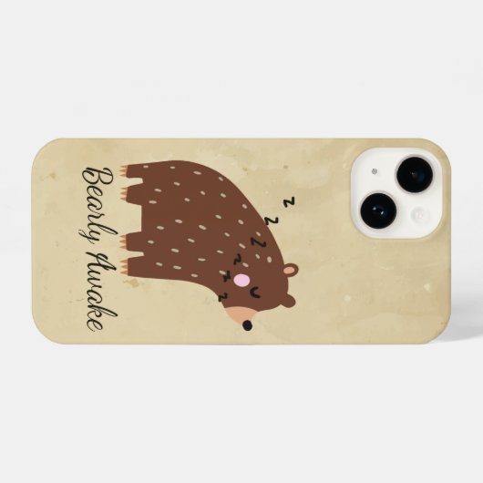 おもしろい引用文ビーリー目覚めかわいい漫画クマ眠い iPhoneケース (裏面横)