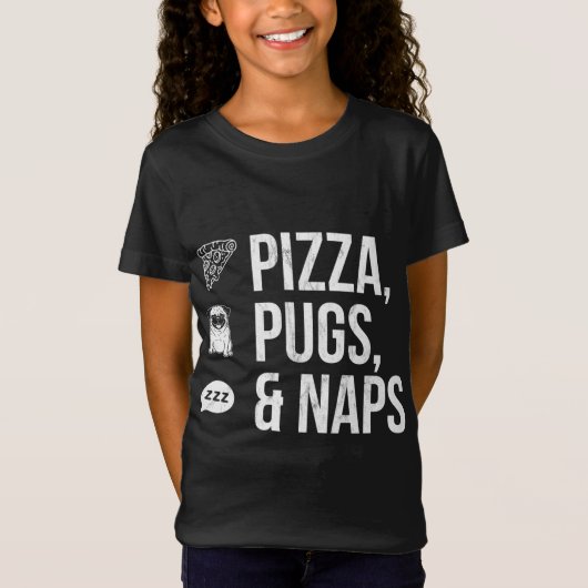 おもしろい引用文ピザパグと昼寝 Tシャツ (正面)