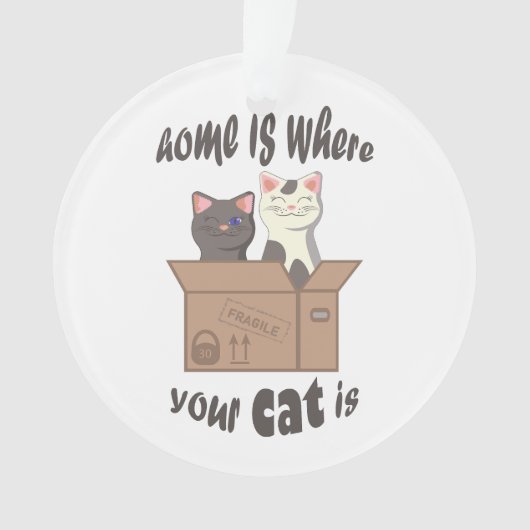 おもしろい引用文ホームは猫がいる場所 オーナメント (正面)