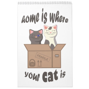 おもしろい引用文ホームは猫がいる場所 カレンダー