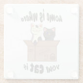 おもしろい引用文ホームは猫がいる場所 ガラスコースター (裏面)