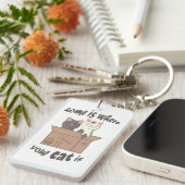 おもしろい引用文ホームは猫がいる場所 キーホルダー (正面右)