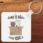 おもしろい引用文ホームは猫がいる場所 キーホルダー (裏面)
