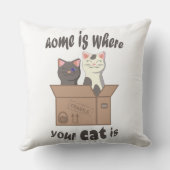 おもしろい引用文ホームは猫がいる場所 クッション (裏面)