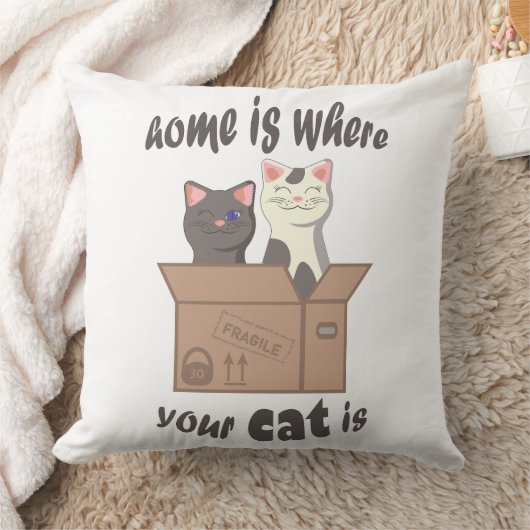 おもしろい引用文ホームは猫がいる場所 クッション (ブランケット)