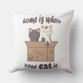 おもしろい引用文ホームは猫がいる場所 クッション (正面)