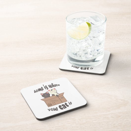 おもしろい引用文ホームは猫がいる場所 コースター (右側)
