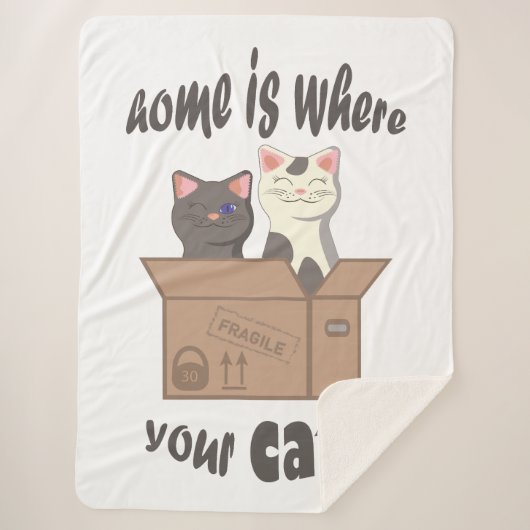 おもしろい引用文ホームは猫がいる場所 シェルパブランケット (正面)