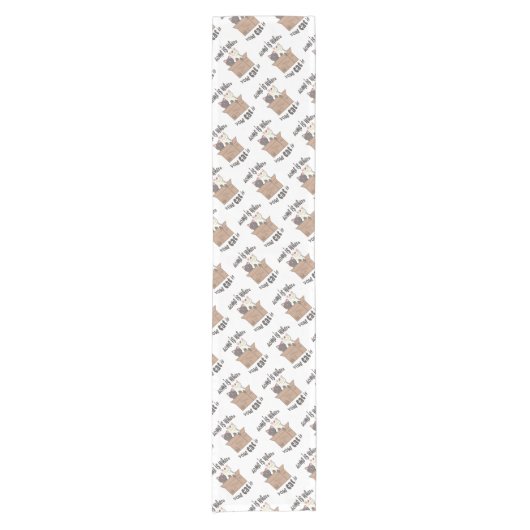 おもしろい引用文ホームは猫がいる場所 ショートテーブルランナー (正面)