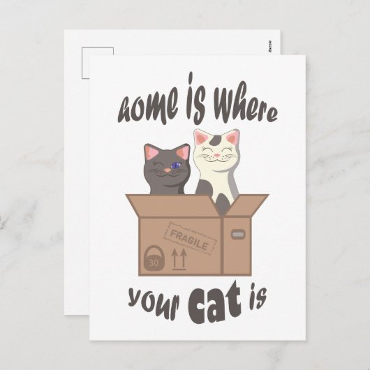 おもしろい引用文ホームは猫がいる場所 シーズンポストカード (正面/裏面)