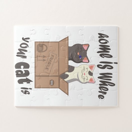 おもしろい引用文ホームは猫がいる場所 ジグソーパズル (横)