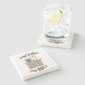 おもしろい引用文ホームは猫がいる場所 ストーンコースター (横)