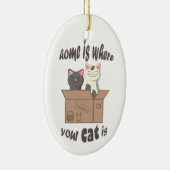おもしろい引用文ホームは猫がいる場所 セラミックオーナメント (右)