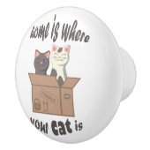 おもしろい引用文ホームは猫がいる場所 セラミックノブ (右)