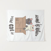 おもしろい引用文ホームは猫がいる場所 タペストリー (正面(横))