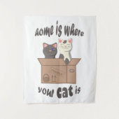 おもしろい引用文ホームは猫がいる場所 タペストリー (正面)